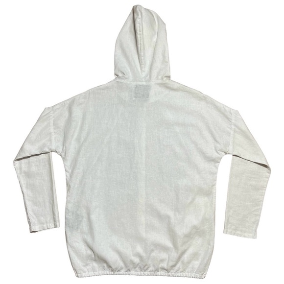 Adeptt 100% Linen Button Down Hooded Lightweight Cardigan Jacket In White Sz S - Picture 8 of 11